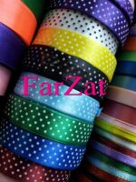 Panglica din satin cu buline albe–7 mm - imagine 2