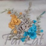 Aplicatie cu flori brodate 3D - Model 2