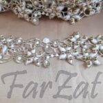 Aplicatie textila cu flori si perle - Cod 10 - imagine 2