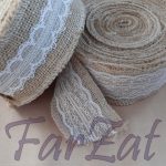 Banda decorativa iuta cu dantela cod 16 - 6 cm