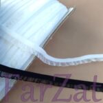 Panglica organza pe elasatic - alb, negru