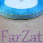 Panglica satinata cu fir auriu - 7 mm - imagine 2