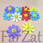 Flori smiley autoadezive din lemn